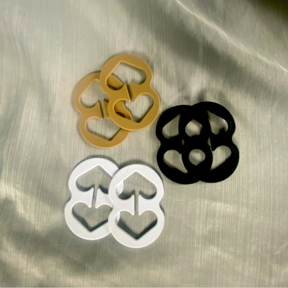 Set of 6 bra clips! Tan, black and white